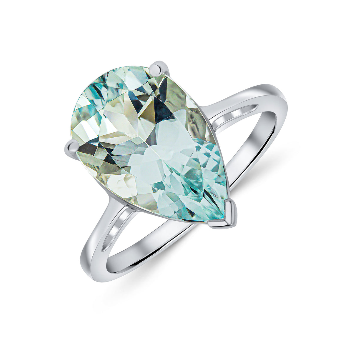 9ct White Gold Aquamarine Set Classic Four Claw Ring main image 1