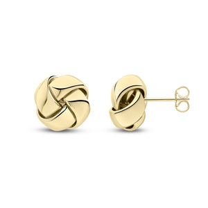 9CT Yellow Gold Large Four Row Knot Stud Earrings 15mm