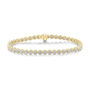 18CT Yellow Gold Round Diamond Rubover Tennis Bracelet 2ct