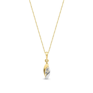 9ct Yellow and White Gold 15mm Cubic Zirconia CZ Two Stone Drop Pendant