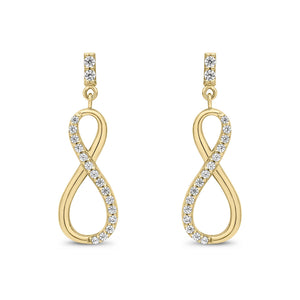 9ct Yellow Gold 22mm Cubic Zirconia CZ Infinity Drop Earrings