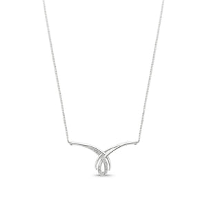 9ct White Gold Round Diamond Loop Necklace