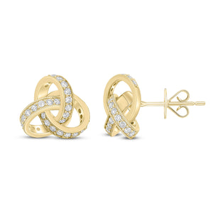 18CT Yellow Gold Diamond Knot Stud Earrings 13mm