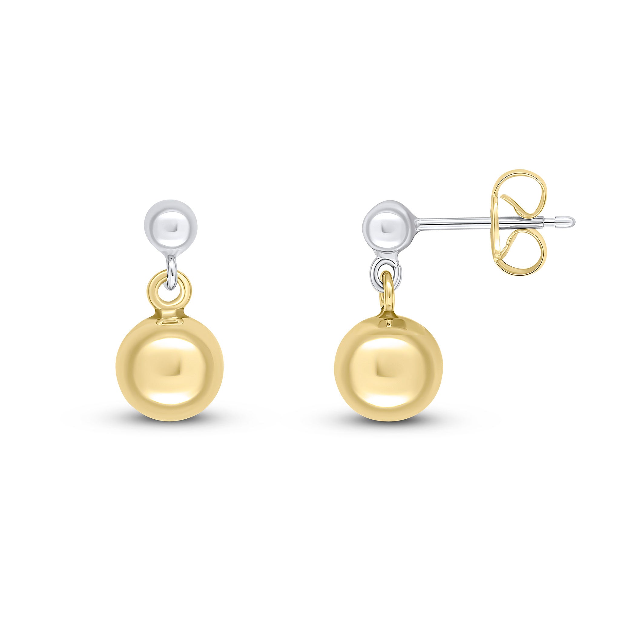 White gold sales ball drop earrings