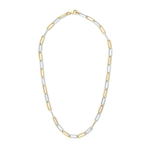 9CT Two Tone Yellow & White Gold Paper Chain Necklace 18"