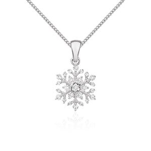 18CT White Gold Diamond Snowflake Pendant
