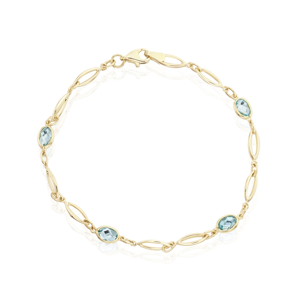 925 Sterling Silver Tennis Natural Blue Topaz Bracelet Jewelry Y24044 |  Gemexi