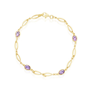 9CT Yellow Gold Marquise & Amethyst Oval Bracelet