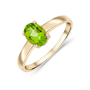 9CT Yellow Gold Oval Peridot Claw Ring 7x5mm