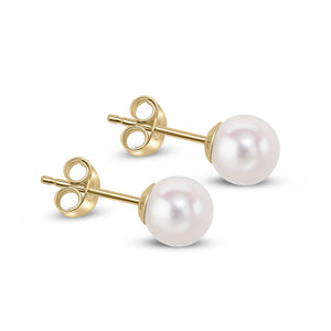 9CT Yellow Gold Akoya Pearl Stud Earrings 6mm