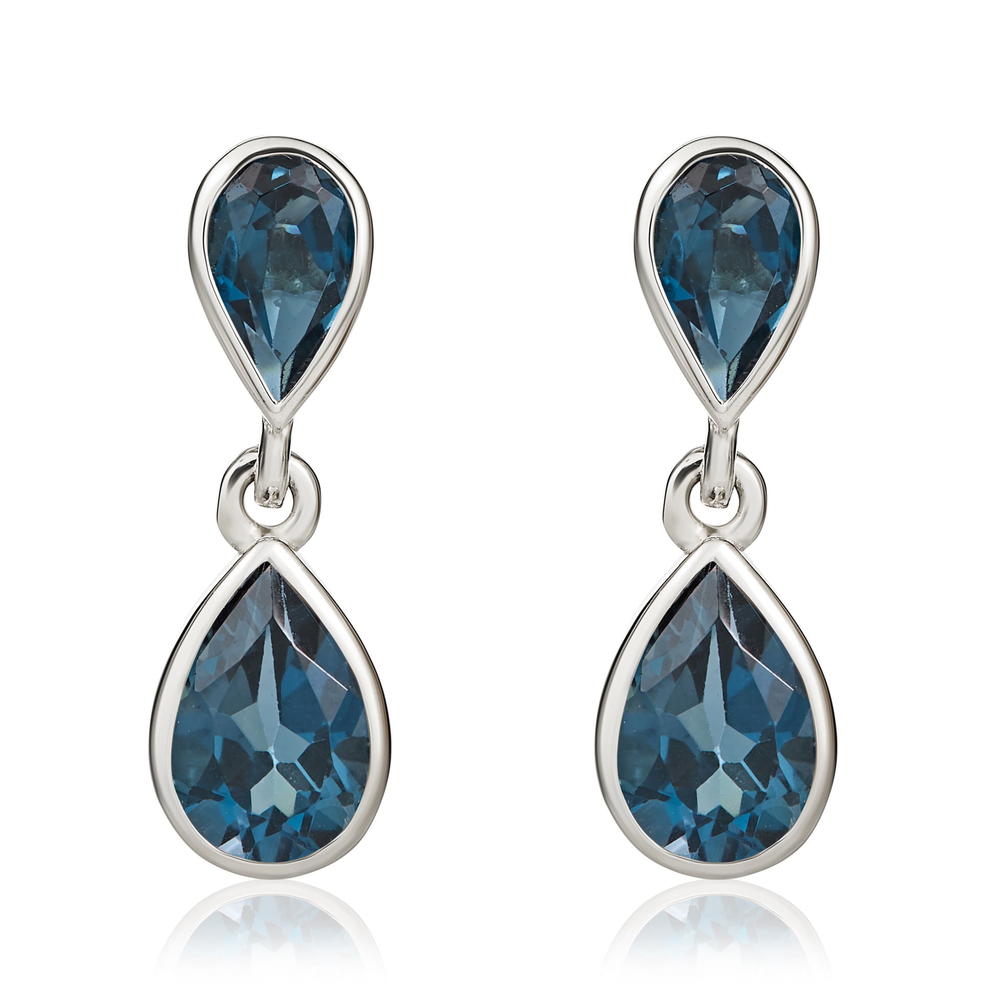 Blue Topaz Sterling Silver Jewelry Set: Pear Drop Necklace Blue Topaz Sterling Silver Jewelry Set: Pear Drop Necklace