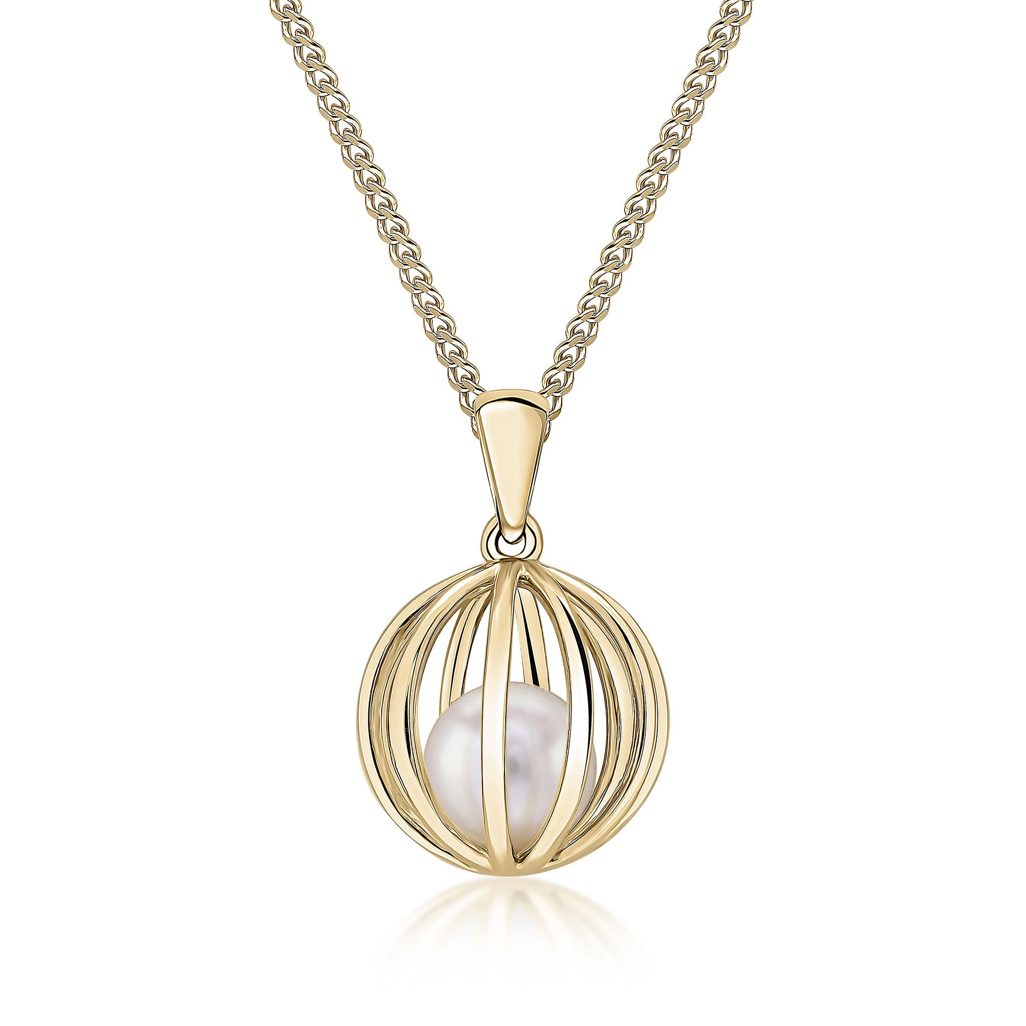 9ct Yellow Gold Freshwater Pearl Cage Pendant