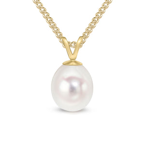 9ct Yellow Gold 8mm Freshwater Pearl Drop Pendant