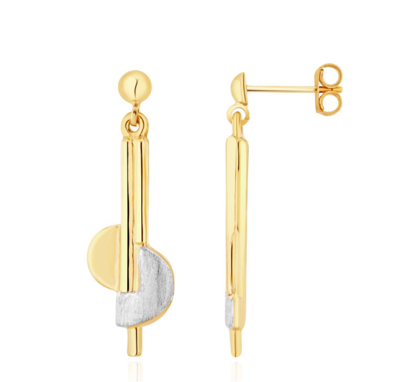 Two tone drop earrings sales